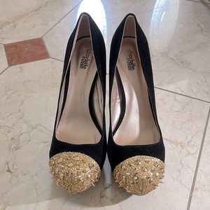 Brand New Charlotte Russe Black/Gold Spike Platform Pumps